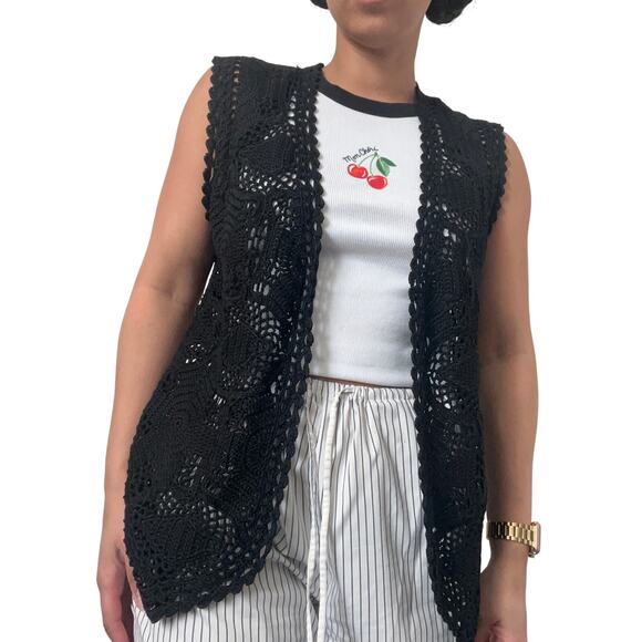 Vintage August Silk Crochet Vest - Picture 1 of 5